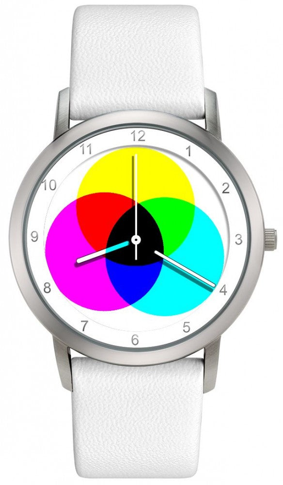 Avantgardia CMYK - Unisex Künstler Armbanduhr mit Edelstahlgehäuse 5 bar wasserdicht
