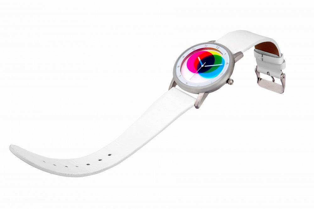 Avantgardia CMYK  - Unisex Künstler Armbanduhr mit Edelstahlgehäuse 5 bar wasserdicht