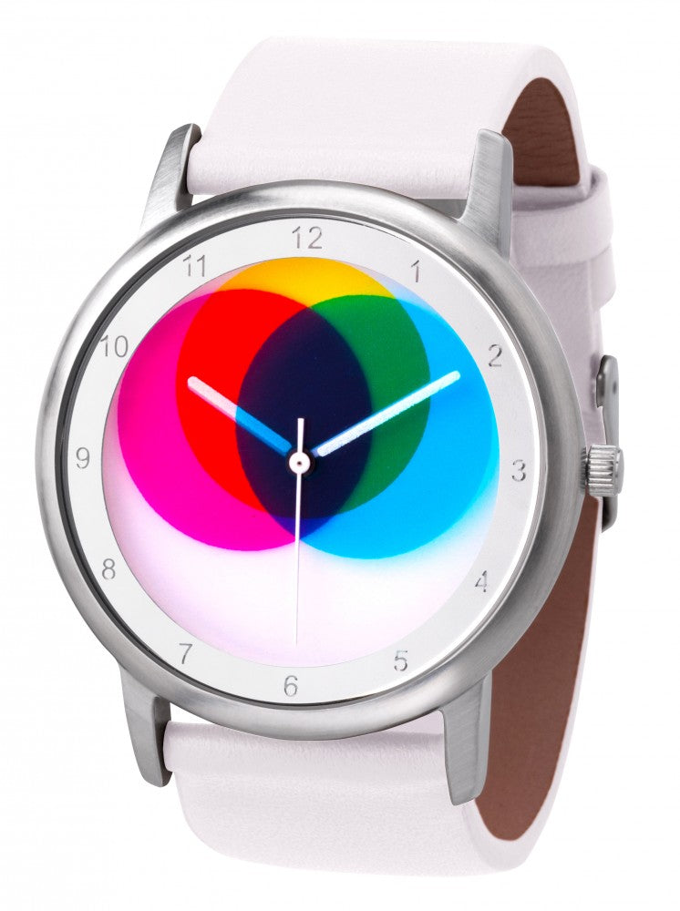 Avantgardia CMYK  - Unisex Künstler Armbanduhr mit Edelstahlgehäuse 5 bar wasserdicht