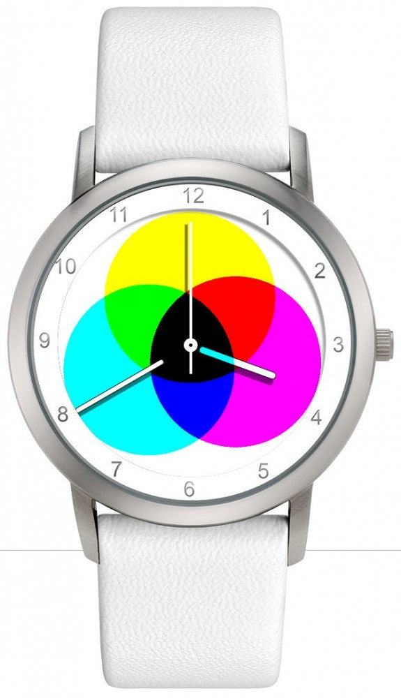 Avantgardia CMYK  - Unisex Künstler Armbanduhr mit Edelstahlgehäuse 5 bar wasserdicht