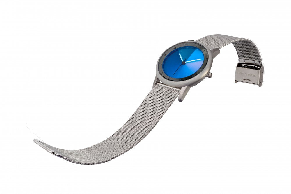 Avantgardia blues  - Unisex Künstler Armbanduhr mit Edelstahlgehäuse 5 bar wasserdicht
