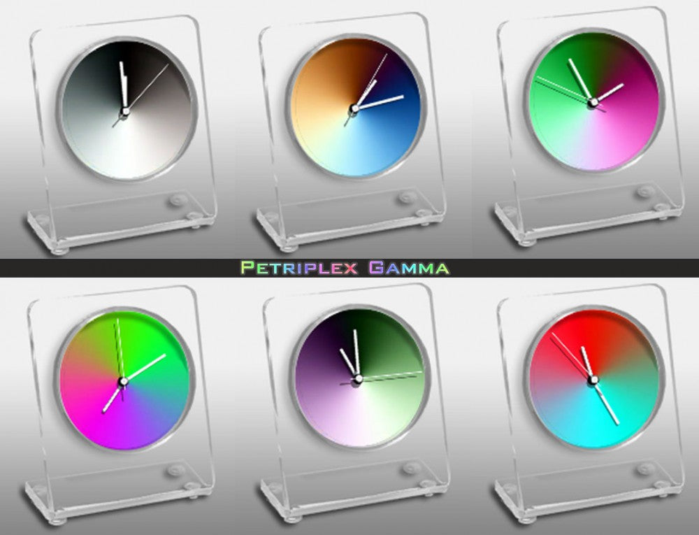 Petriplex gamma, Acryl Tisch- und Regal Uhr (Buffetuhr)