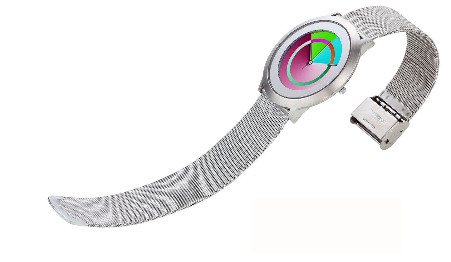 Serie ONE circle Edelstahl silber Milanese, COLOUR INSPIRATION, UNISEX Armbanduhr, Edelstahl gebürsted