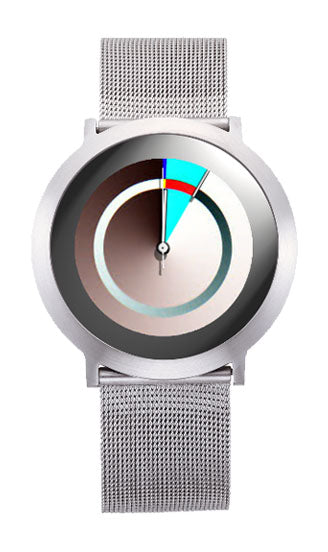 Serie ONE circle Edelstahl silber Milanese, COLOUR INSPIRATION, UNISEX Armbanduhr, Edelstahl gebürsted