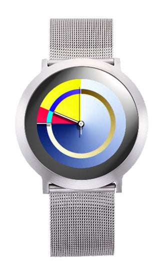 Serie ONE circle Edelstahl silber Milanese, COLOUR INSPIRATION, UNISEX Armbanduhr, Edelstahl gebürsted