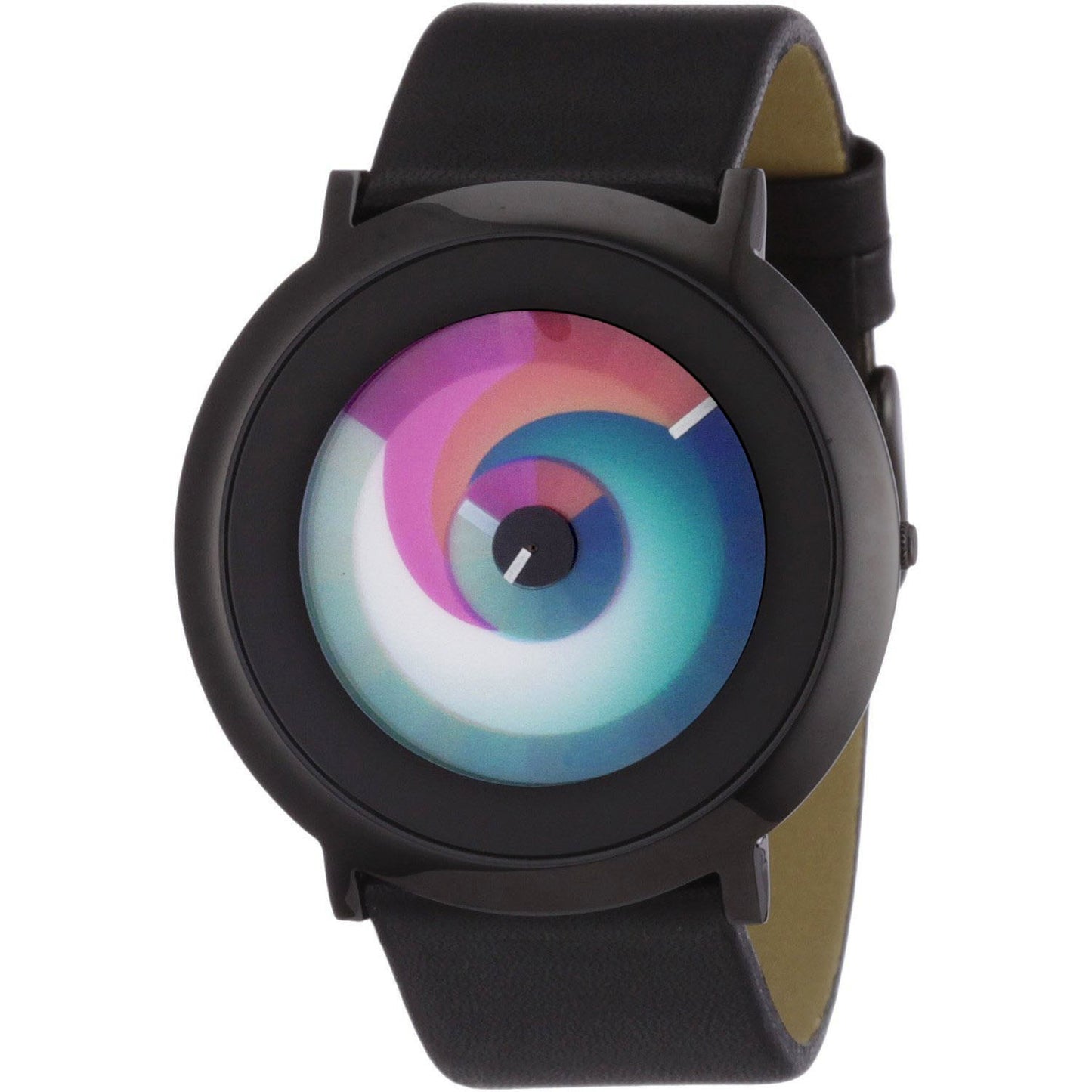 Serie ONE Surprise Edelstahl IP schwarz, schwarzes Lederarmband
 Titan Milanese, COLOUR INSPIRATION, UNISEX Armbanduhr, Edelstahl