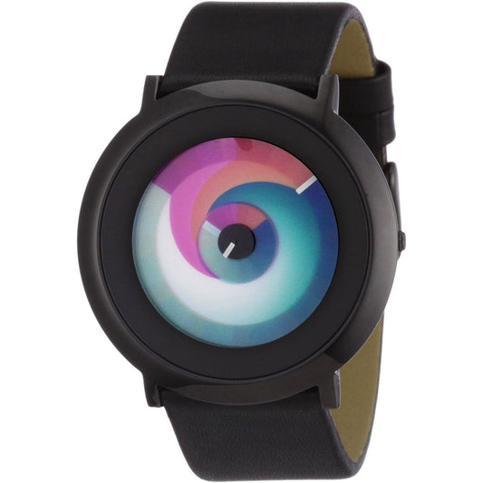 Serie ONE Surprise Edelstahl IP schwarz, schwarzes Lederarmband
 Titan Milanese, COLOUR INSPIRATION, UNISEX Armbanduhr, Edelstahl