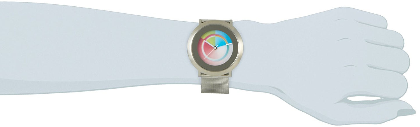 Serie ONE circle Edelstahl silber Milanese, COLOUR INSPIRATION, UNISEX Armbanduhr, Edelstahl gebürsted